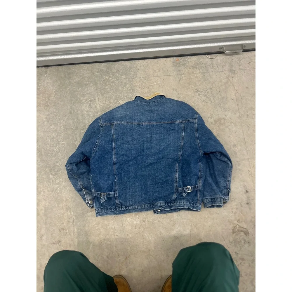 Vintage Canyon River Blues Mens Denim Jacket Plaid Lined Corduroy Collar Blue L